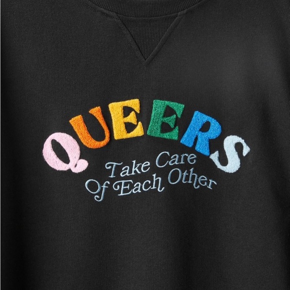 Pride Adult Ash + Chess 'Queers Take Care of Each Other' Embroidered Sweatshirt - Picture 3 of 10